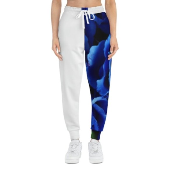 blue rose white split jogger pants - Picture 1 of 5